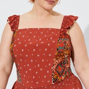 Torrid Challis Smocked Ruffle Trim Crop Top Size 3